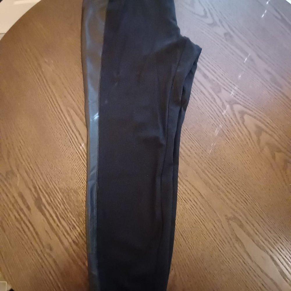 Lane Bryant Black Pants with Bronze Faux Leather Side Panel